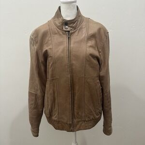 Vintage Adler Bomber Leather‎ Jacket Plaid Fleece Lined Size 44